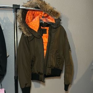BCBG puffer fur jacket